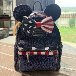 Never been used Americana Disney sequin loungefly Disney backpack